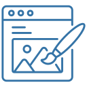 Browser window icon showing a photo thumbnail with a paintbrush, representing image editing or web design.