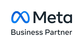 Blue infinity-style Meta logo with the words "Meta" and "Business Partner" beneath