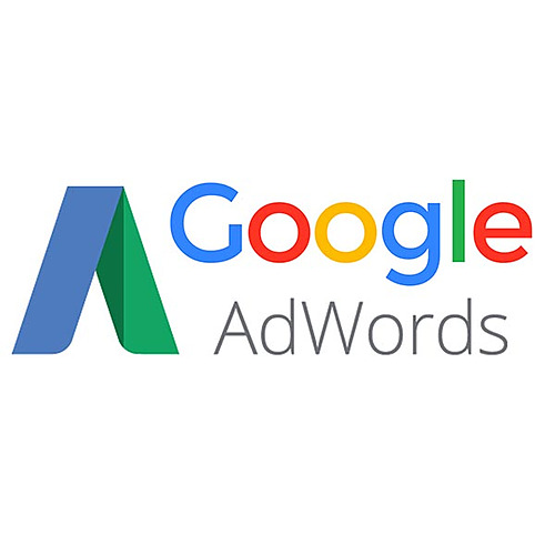Google AdWords logo with multicoloured Google wordmark and a blue-green A-shaped icon