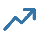 Blue zigzag line ending in an upward arrow, symbolising growth or increasing trend